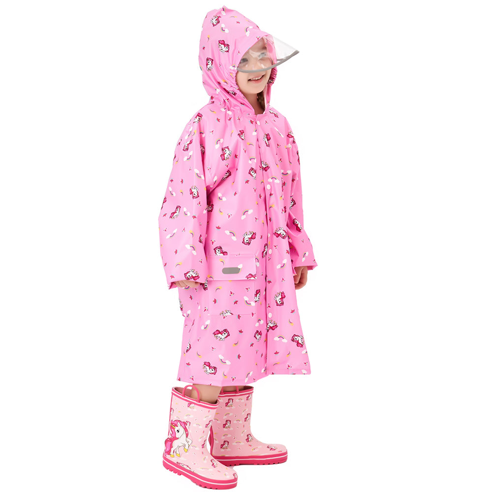 Pink All Over Unicorn Knee Length Raincoat for Kids