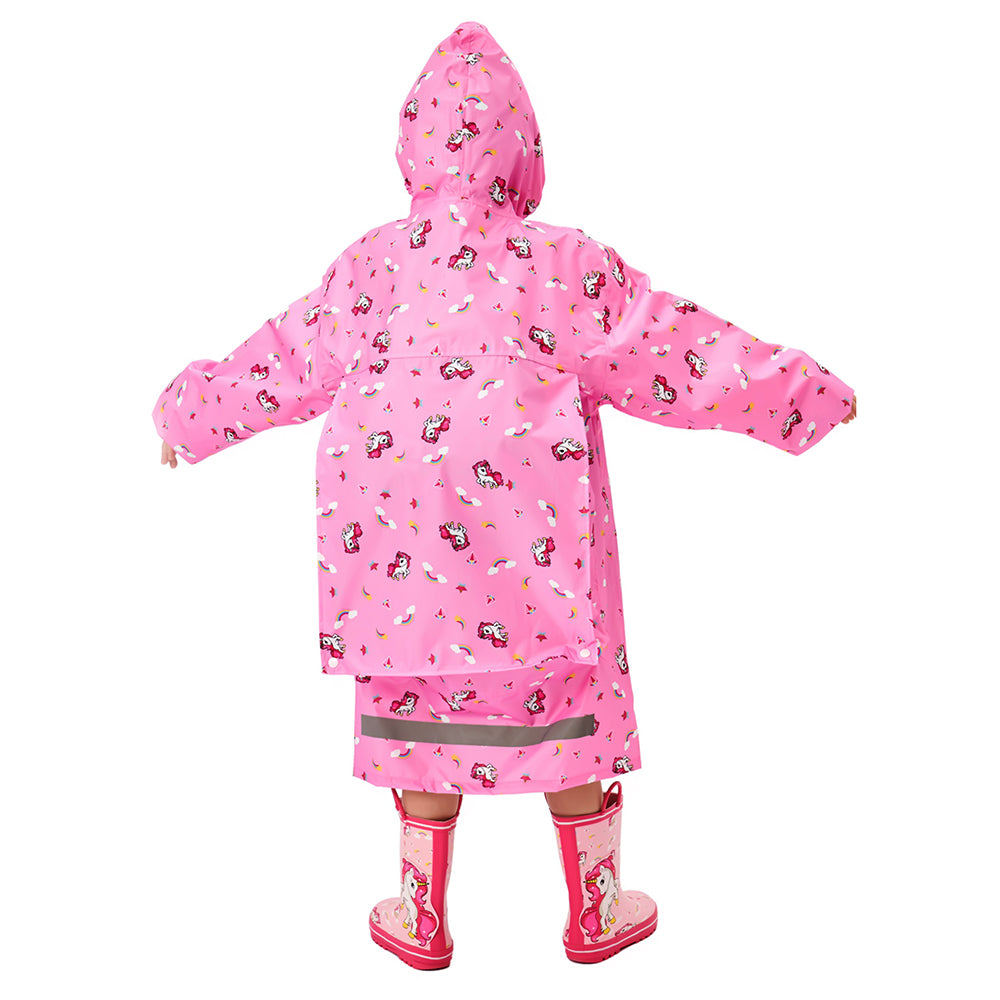 Pink All Over Unicorn Knee Length Raincoat for Kids