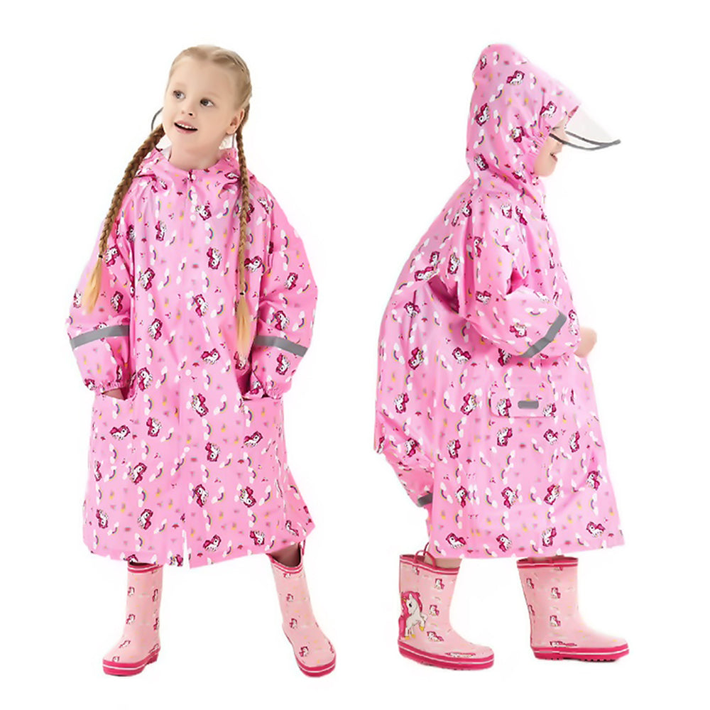 Pink All Over Unicorn Knee Length Raincoat for Kids