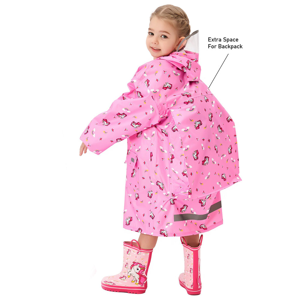 Pink All Over Unicorn Knee Length Raincoat for Kids