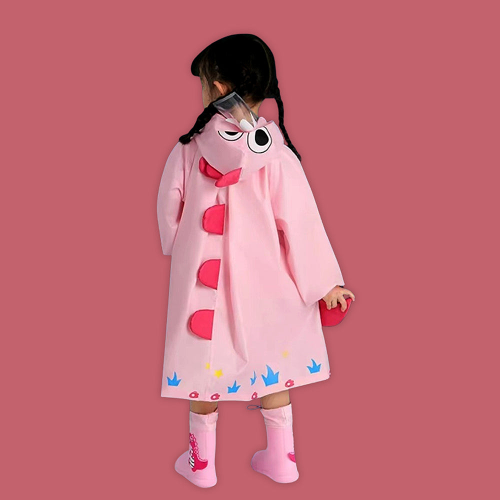 Baby Pink Dino Park Raincoat for Kids and Toddlers