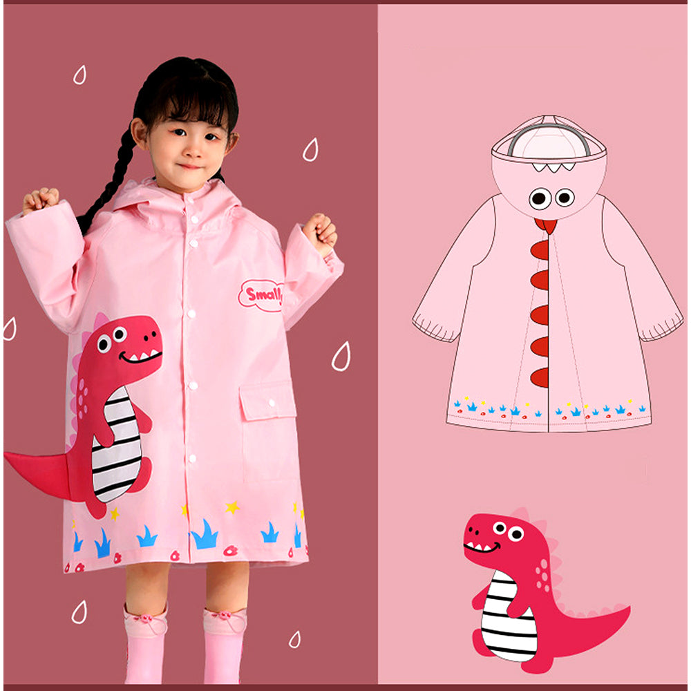 Baby Pink Dino Park Raincoat for Kids and Toddlers