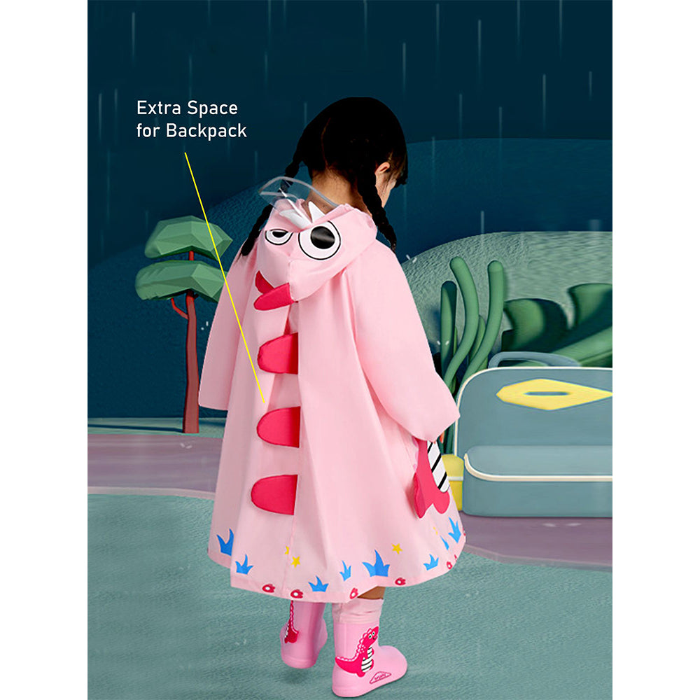 Baby Pink Dino Park Raincoat for Kids and Toddlers