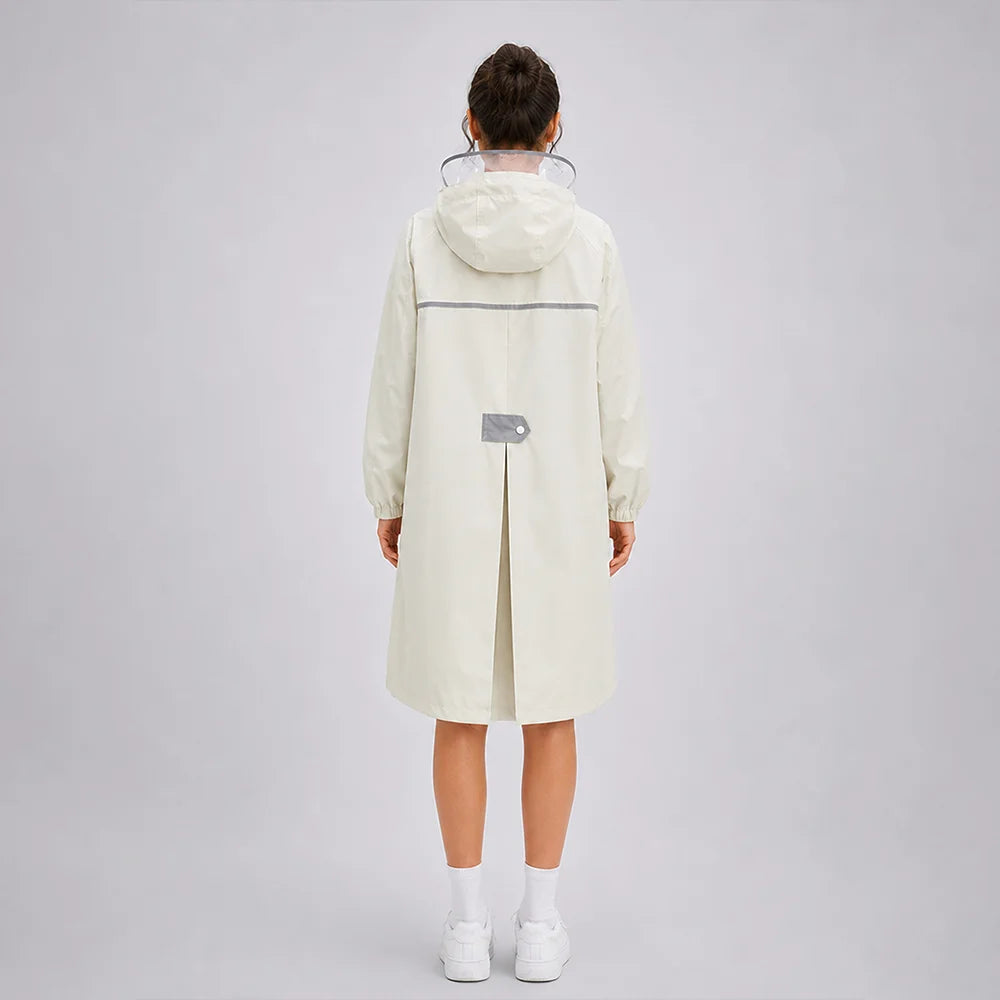 Beige Pocket Patch long Length Raincoat for Adults