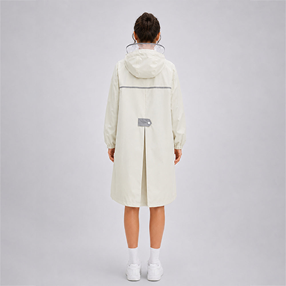 Beige Pocket Patch long Length Raincoat for Adults