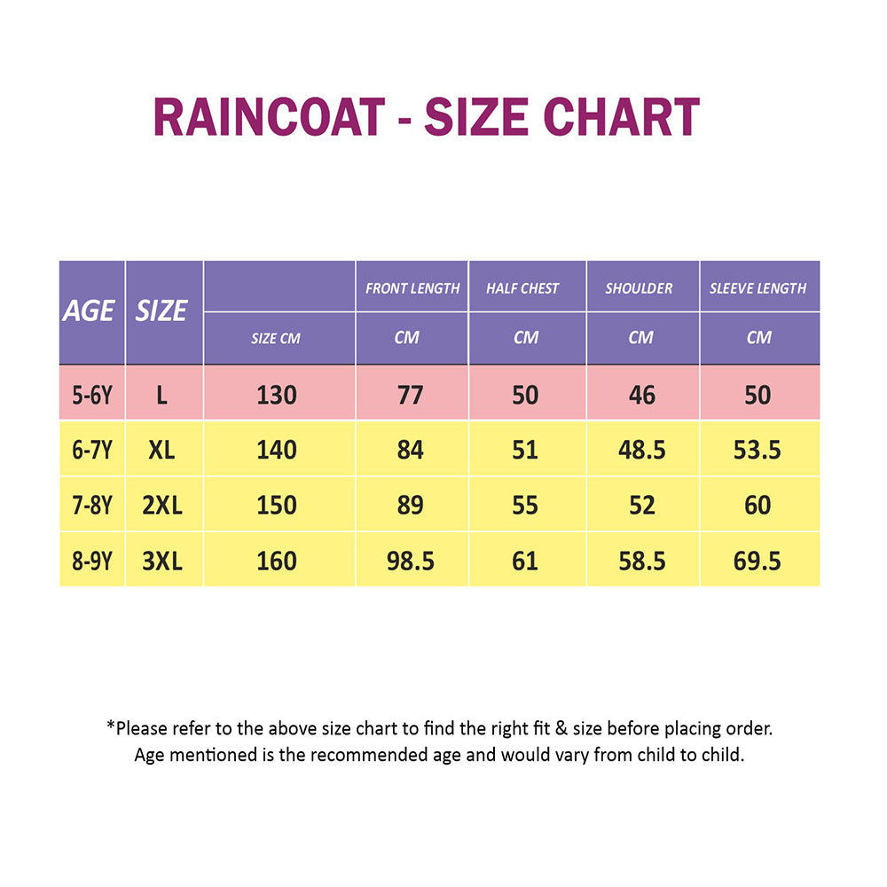 Blue Animal Print Knee Length Raincoat for Kids & Teens