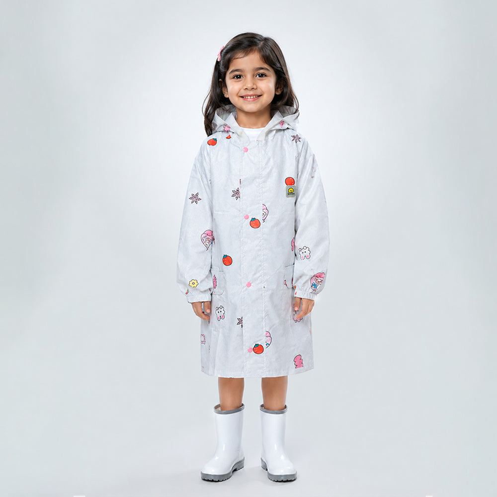 Strawberry & Bunny Knee-Length Raincoat for Kids