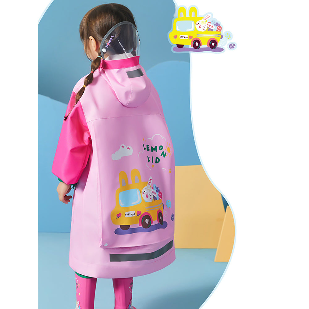 Pink Easter Bunny Knee Length Raincoat for kids