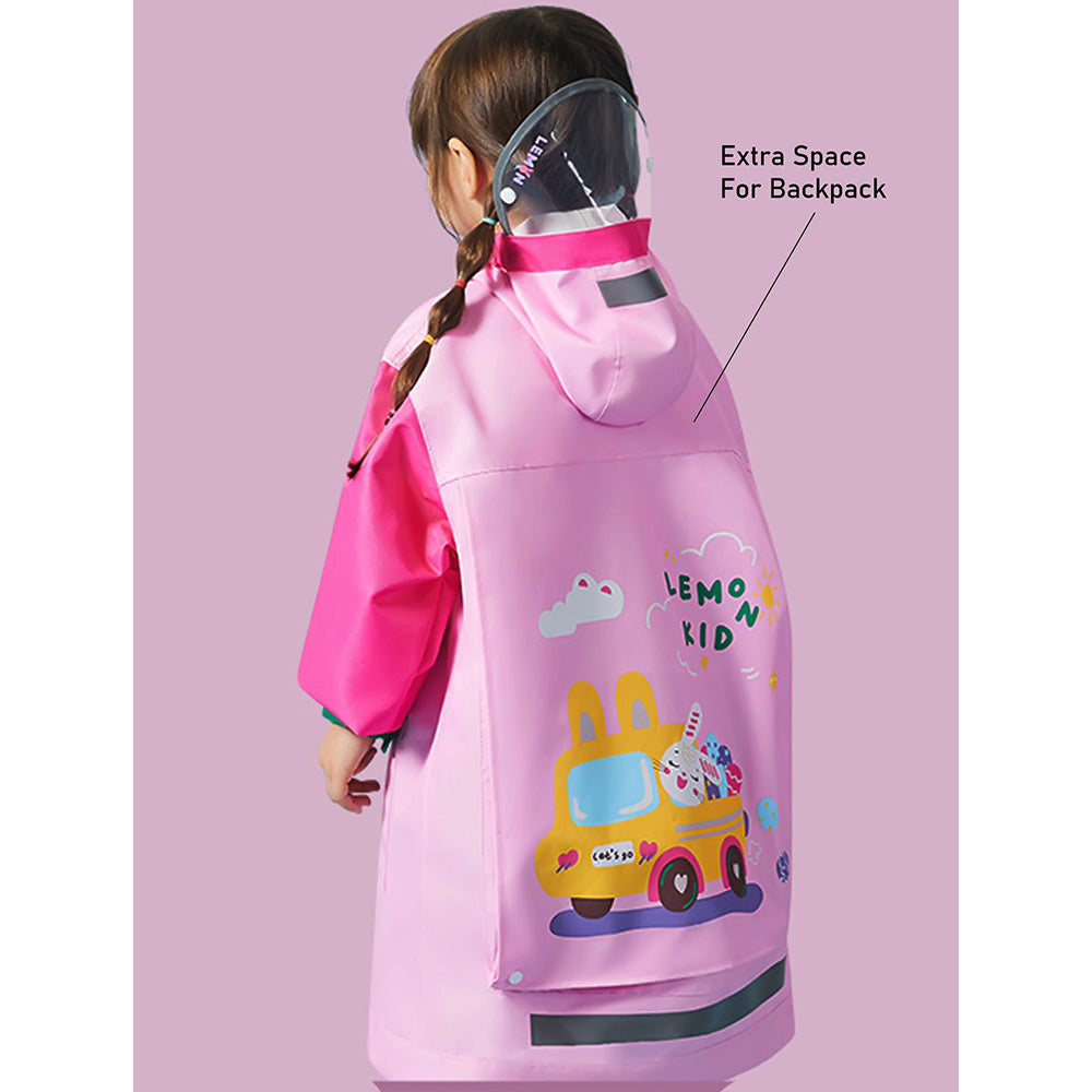 Pink Easter Bunny Knee Length Raincoat for kids