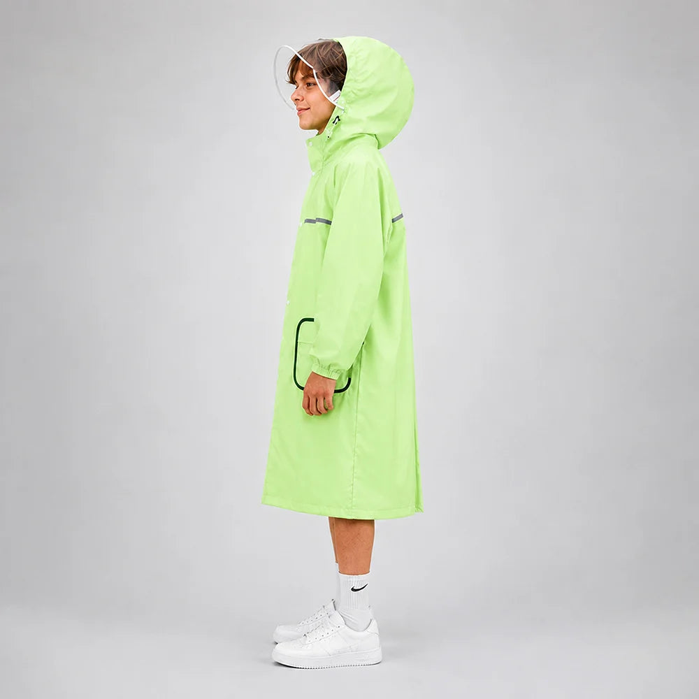 Green Pocket Patch long Length Raincoat for Adults