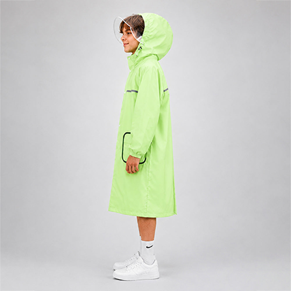 Green Pocket Patch long Length Raincoat for Adults