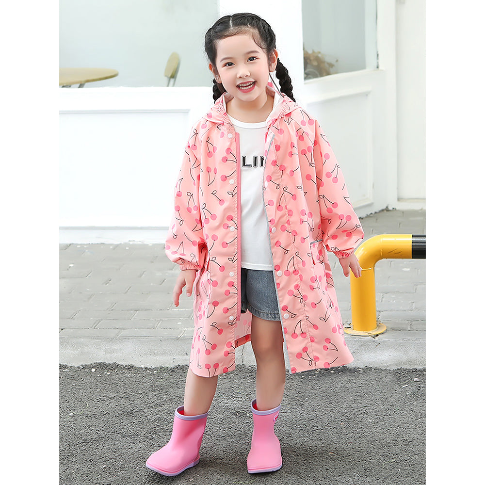 Merry Cherry theme Knee Length Raincoat for Kids