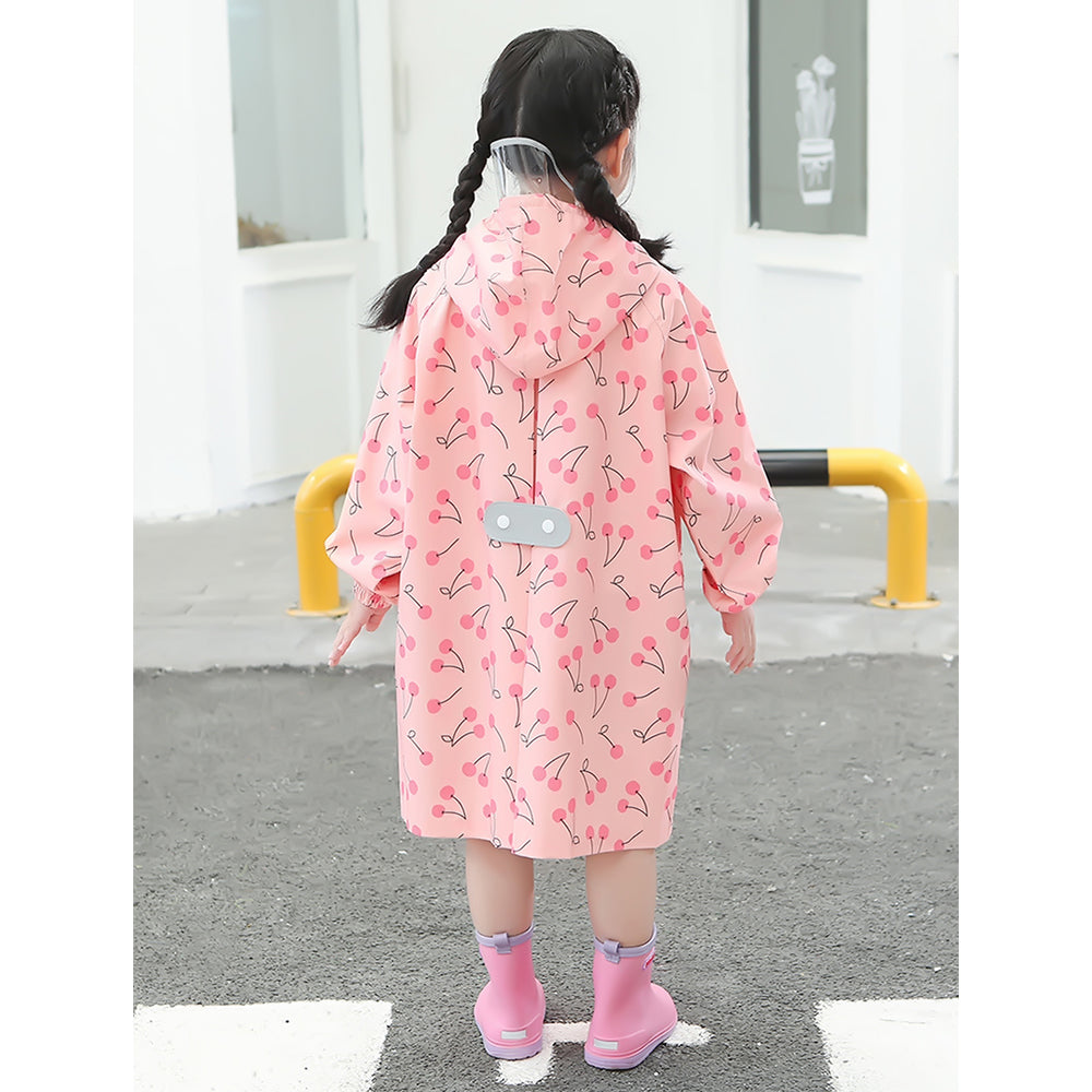 Merry Cherry theme Knee Length Raincoat for Kids