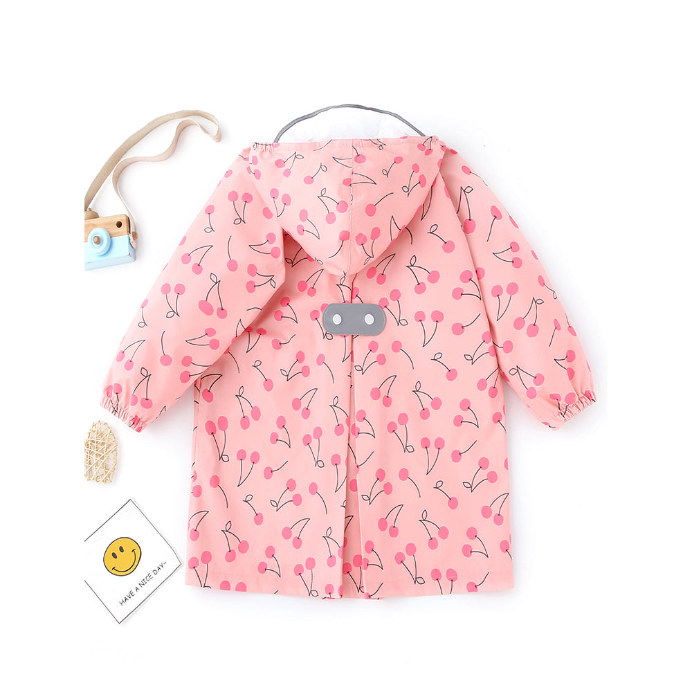 Merry Cherry theme Knee Length Raincoat for Kids
