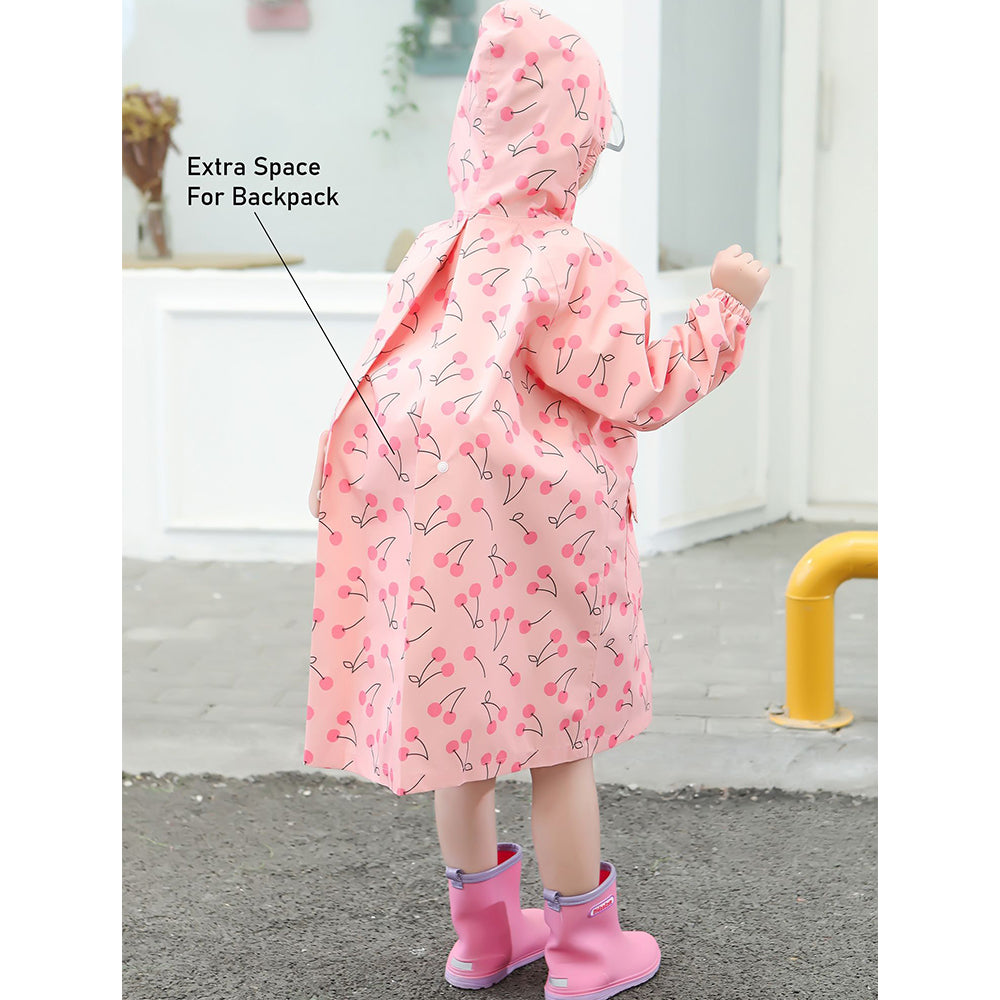 Merry Cherry theme Knee Length Raincoat for Kids