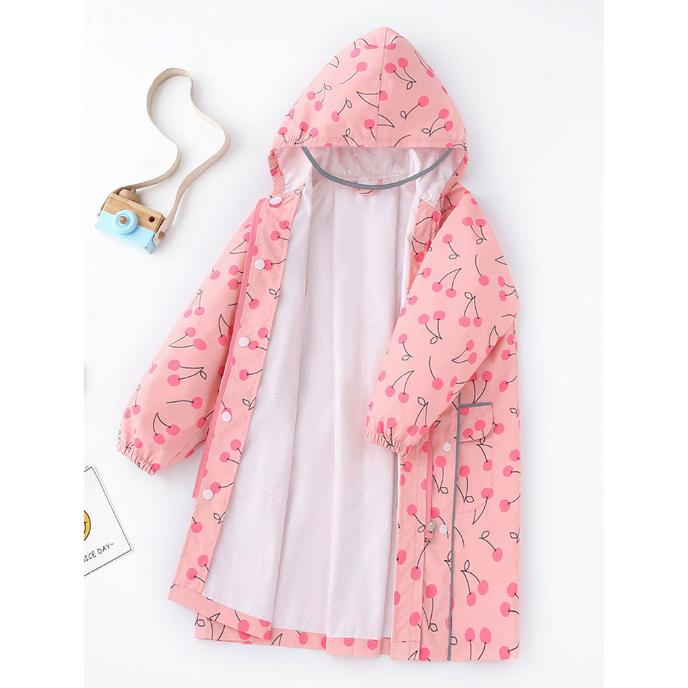 Merry Cherry theme Knee Length Raincoat for Kids