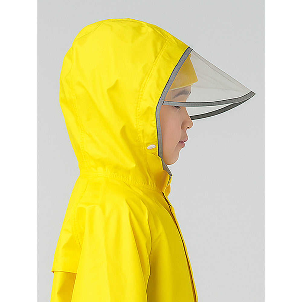 Minimal Yellow & Grey Pocket Knee Length Raincoat for Kids & Teens