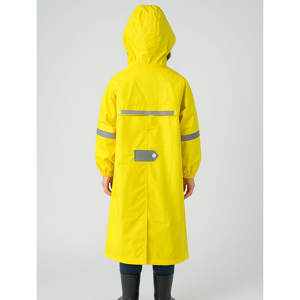 Minimal Yellow & Grey Pocket Knee Length Raincoat for Kids & Teens