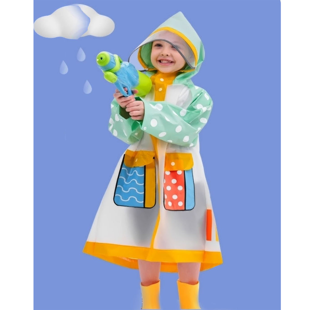 Mint Polka Dots long style Raincoat for kids