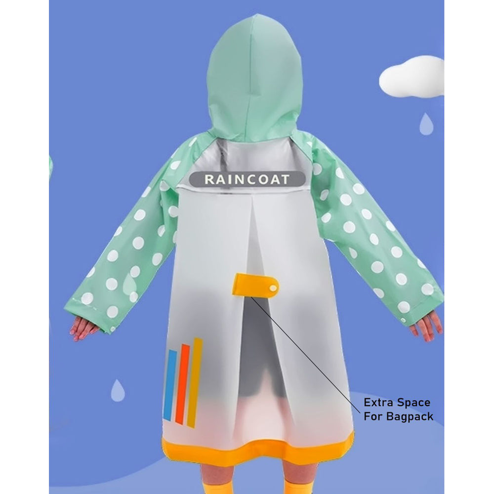 Mint Polka Dots long style Raincoat for kids