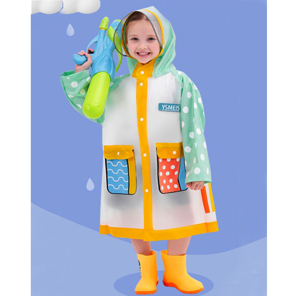 Mint Polka Dots long style Raincoat for kids