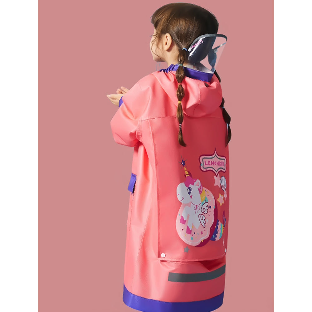 Peach Donut Unicorn Knee Length Raincoat for Kids