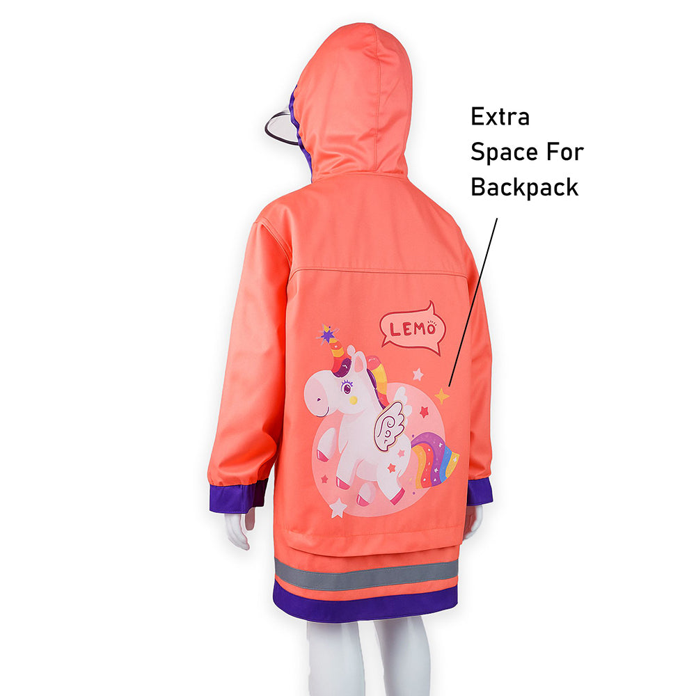 Peach Donut Unicorn Knee Length Raincoat for Kids