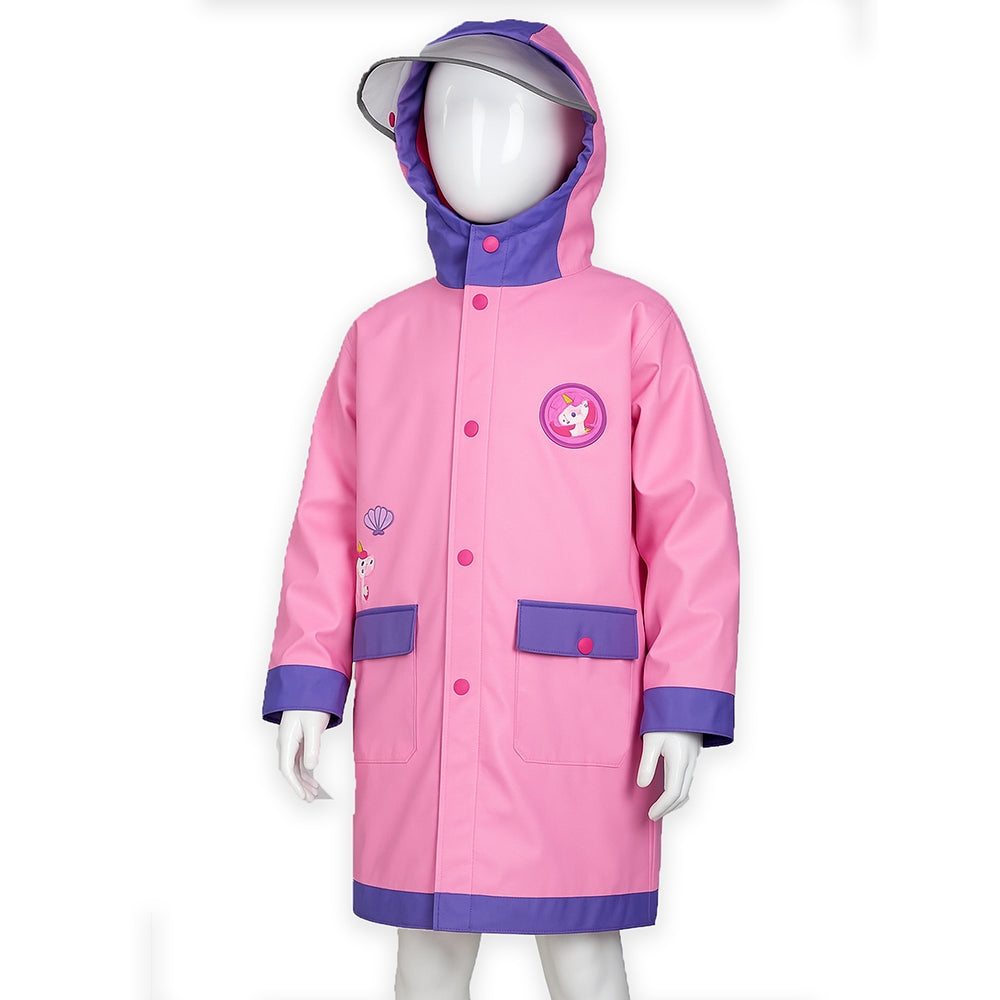 Pink Donut Unicorn Knee Length Raincoat for Kids