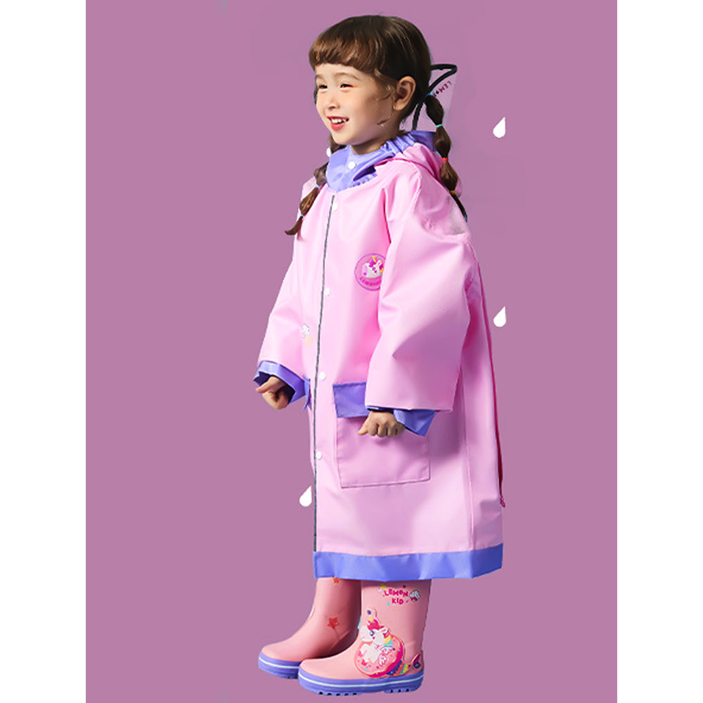 Pink Donut Unicorn Knee Length Raincoat for Kids