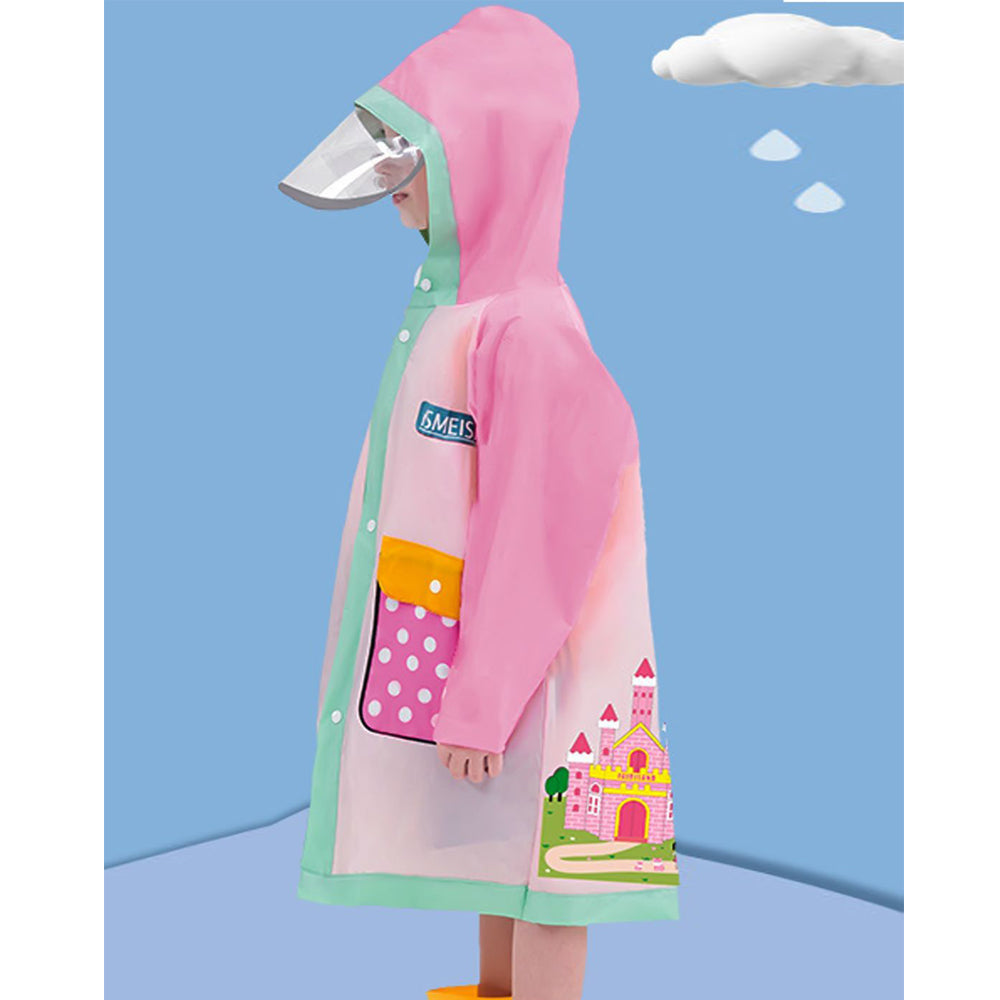 Pink Polka Dots long style Raincoat for kids