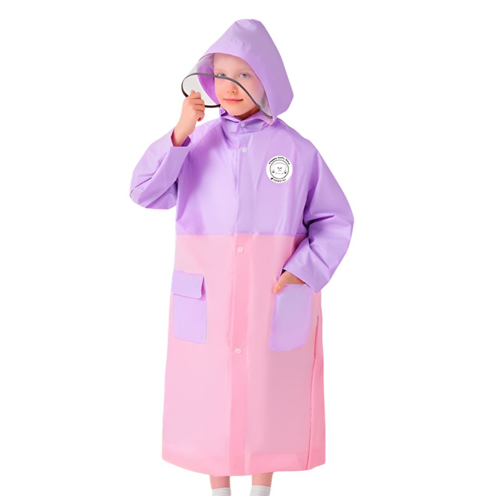 Pink & Purple Dual color Long style Raincoat for Kids