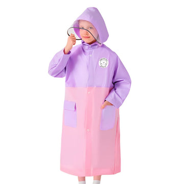 Pink & Purple Dual color Long style Raincoat for Kids