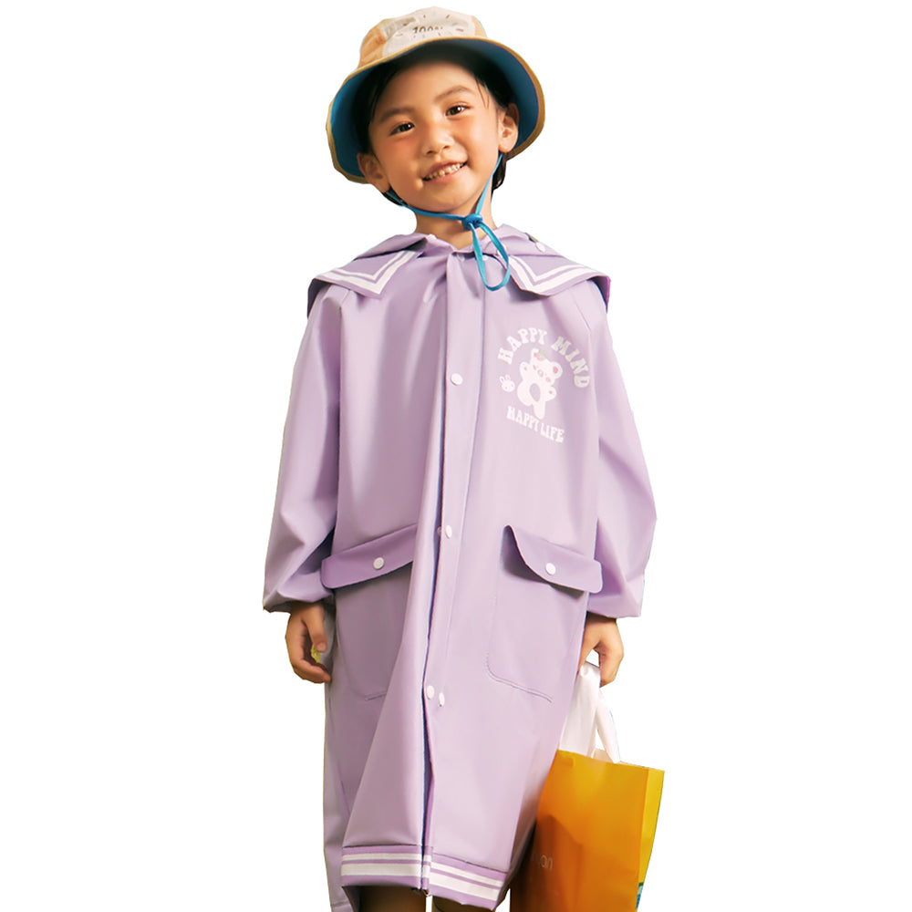 Japanese Style  Purple Sailor Collar Raincoat for Kids & Teens