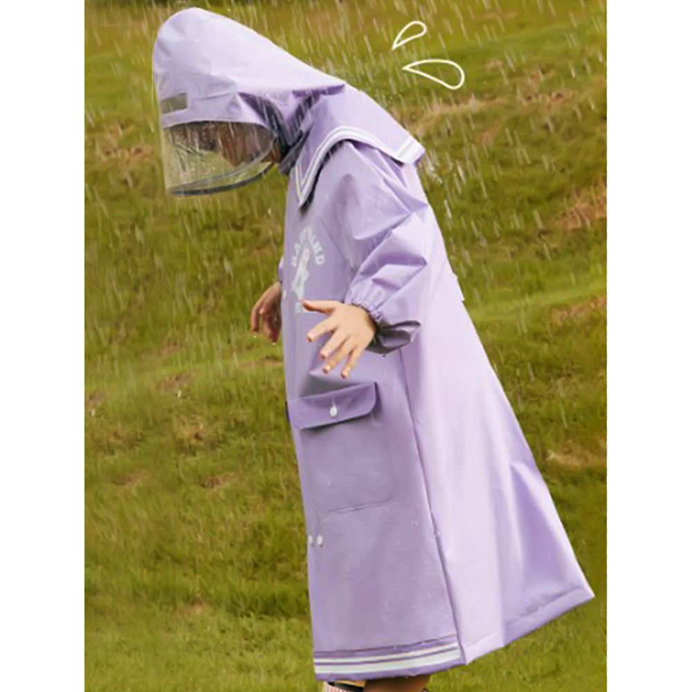 Japanese Style  Purple Sailor Collar Raincoat for Kids & Teens