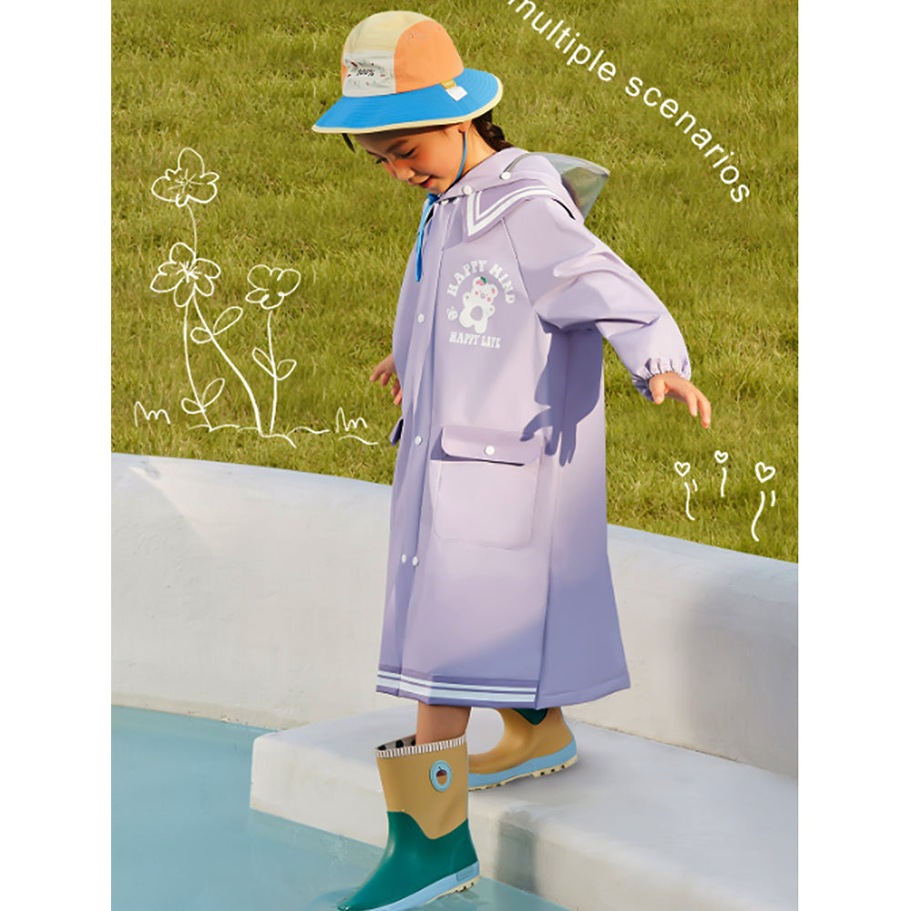 Japanese Style  Purple Sailor Collar Raincoat for Kids & Teens