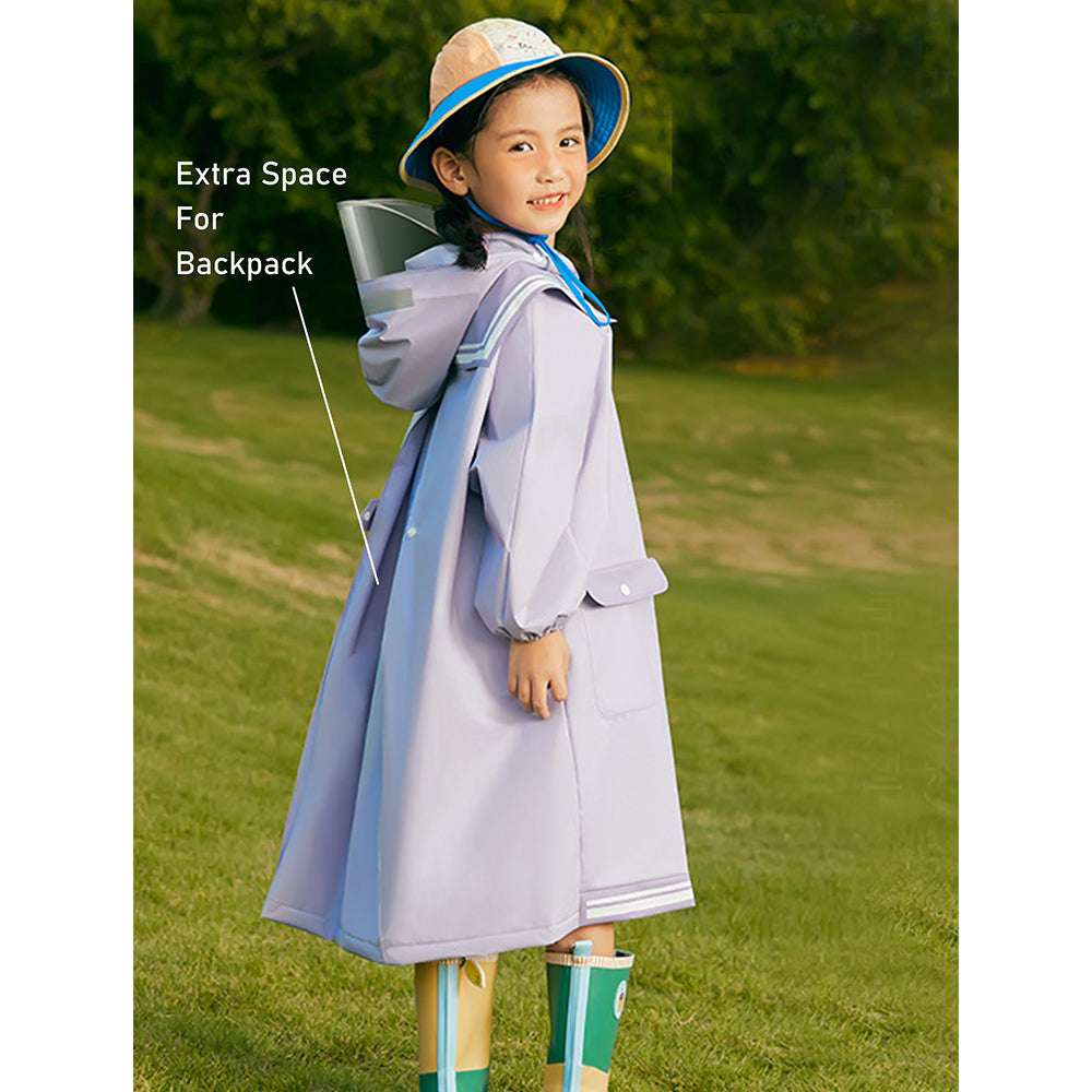 Japanese Style  Purple Sailor Collar Raincoat for Kids & Teens