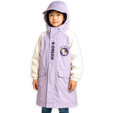 Purple Uni Cap Style Knee Length Raincoat for Kids & Teens