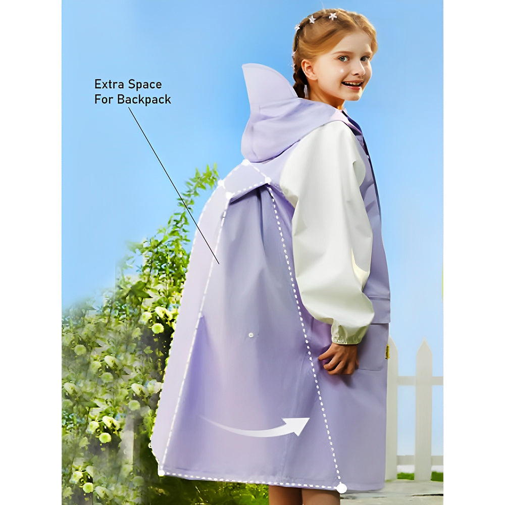 Purple Uni Cap Style Knee Length Raincoat for Kids & Teens
