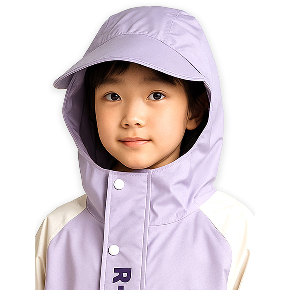 Purple Uni Cap Style Knee Length Raincoat for Kids & Teens
