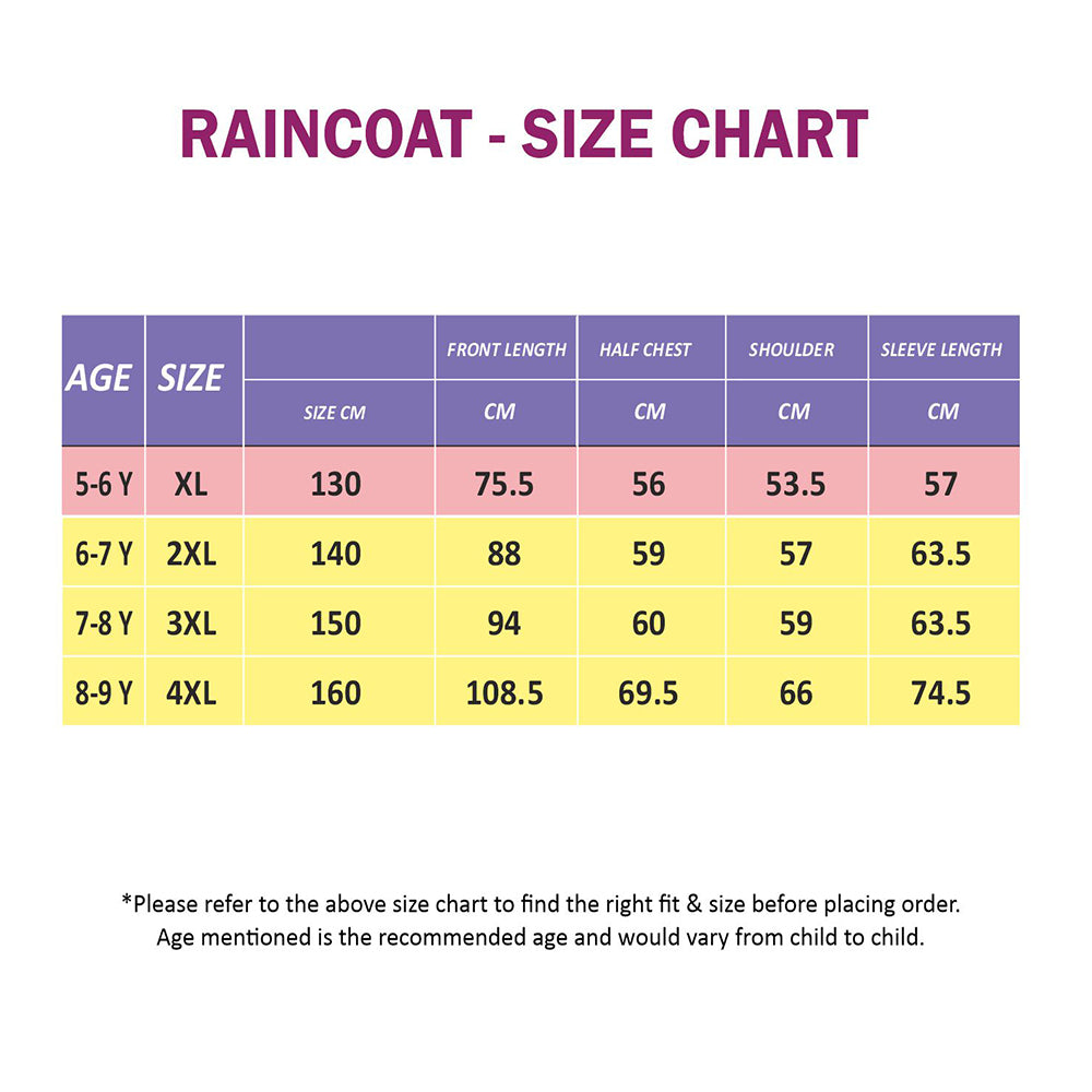 Purple Uni Cap Style Knee Length Raincoat for Kids & Teens