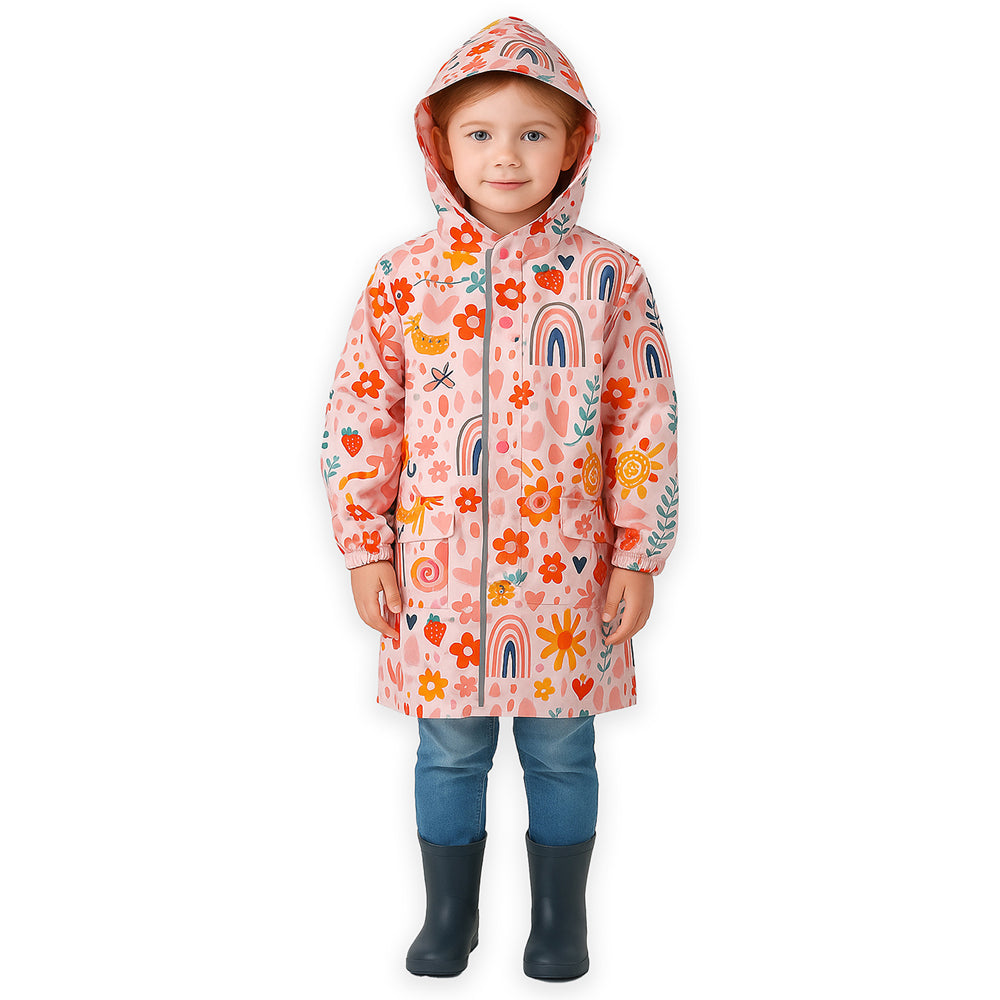 Rainy Garden Theme Knee length Raincoat for Kids