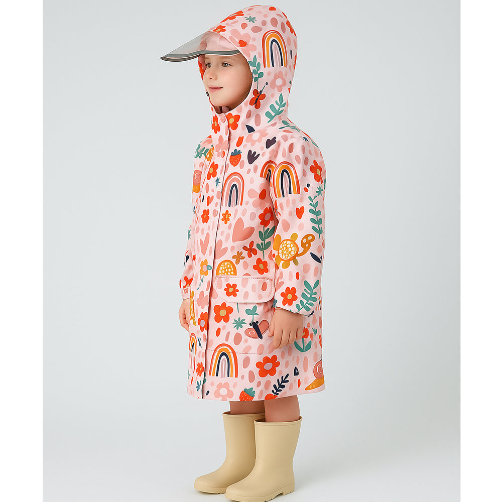 Rainy Garden Theme Knee length Raincoat for Kids