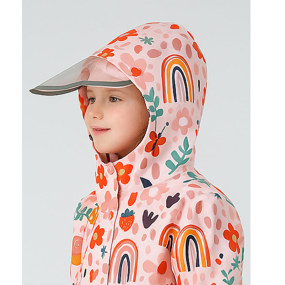 Rainy Garden Theme Knee length Raincoat for Kids
