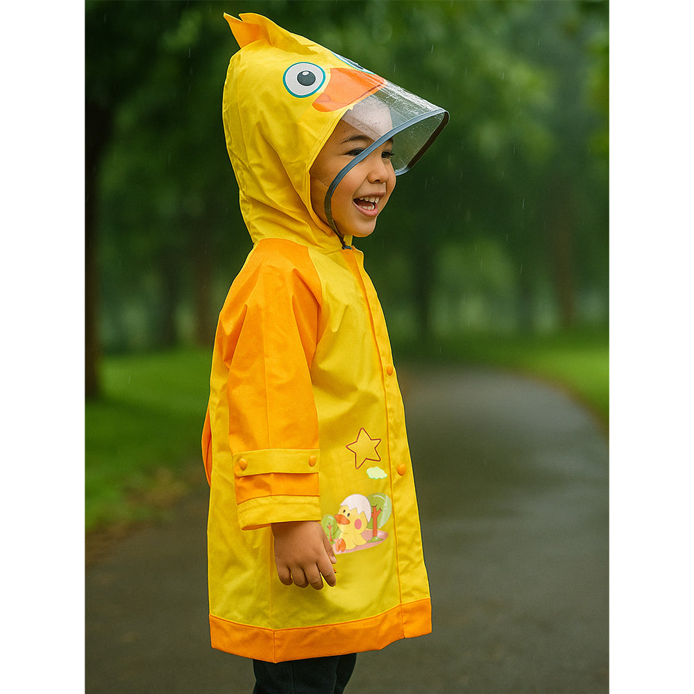 Orange & yellow 3D heart Ballon Raincoat for Kids