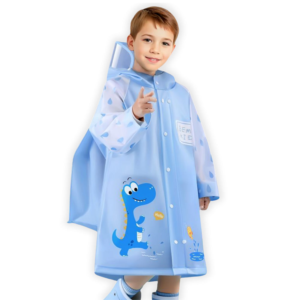 Baby blue Dino Raincoat for kids-S