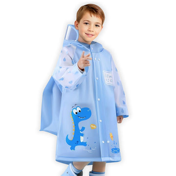 Baby blue Dino Raincoat for kids-S
