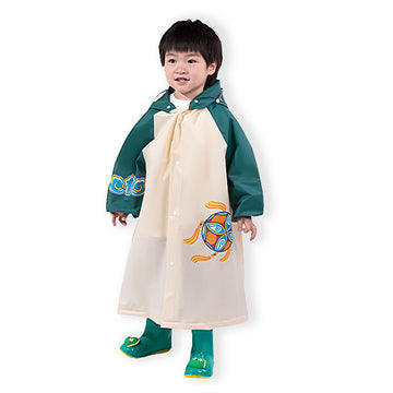 Cream & Green Dragon Ball Raincoat for Kids.