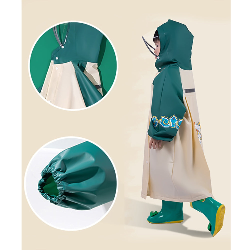 Cream & Green Dragon Ball Raincoat for Kids.