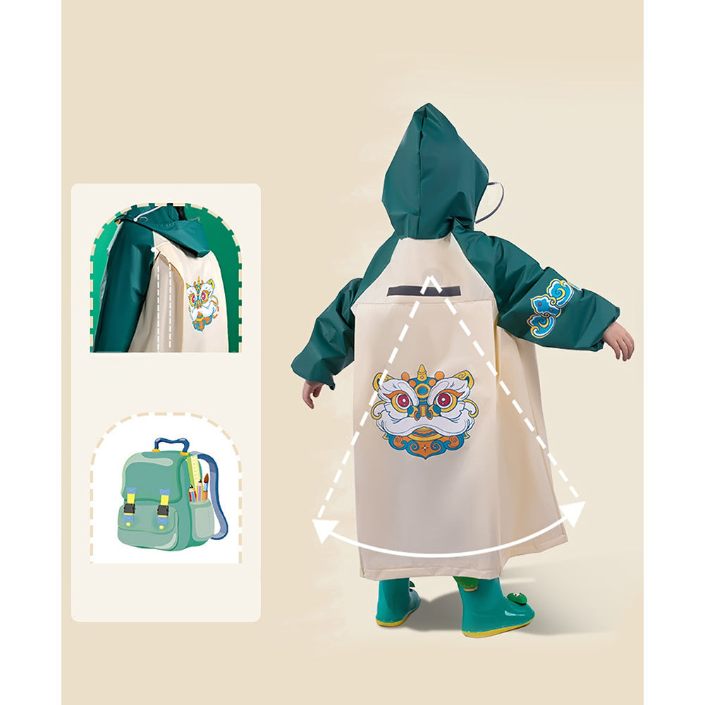 Cream & Green Dragon Ball Raincoat for Kids.
