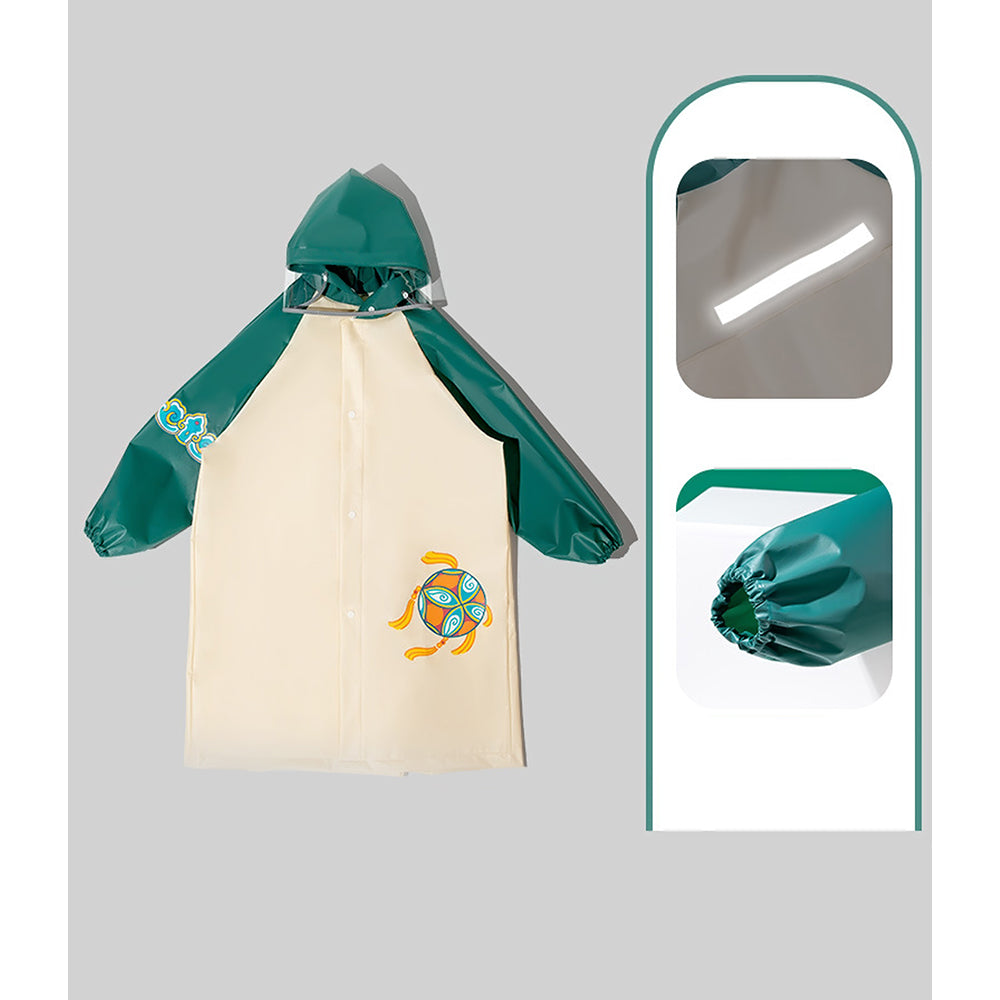 Cream & Green Dragon Ball Raincoat for Kids.